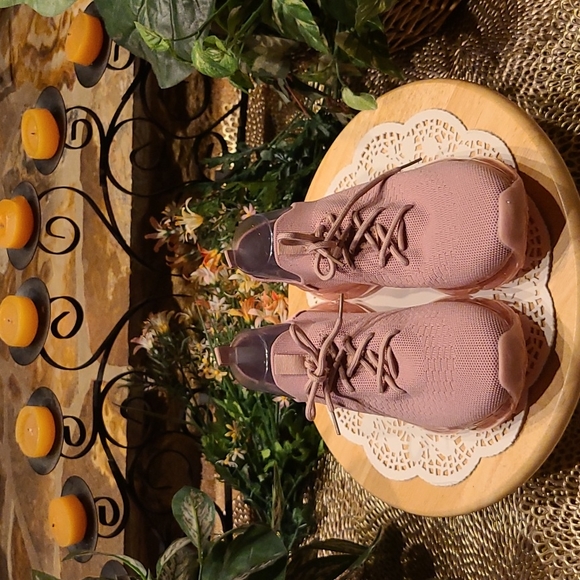 Shoes - Air Cushion Lace Up Walking Pink Sneakers